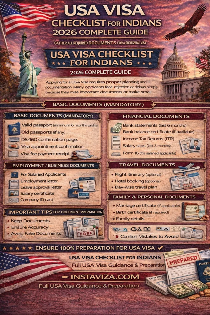USA visa checklist for Indian applicants